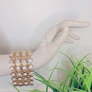 Natasha Rhinestone Cuff Bracelet With Clasp Closure